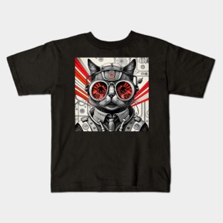 Cool Cyborg Cat Kids T-Shirt